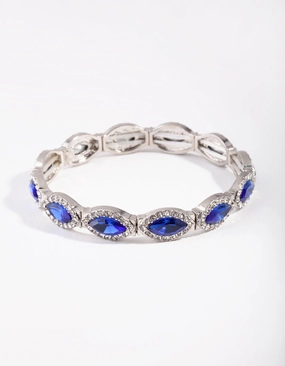 Weekend Vibes Countless Fusion Silver Marquise Blue Diamante Stretch Bracelet