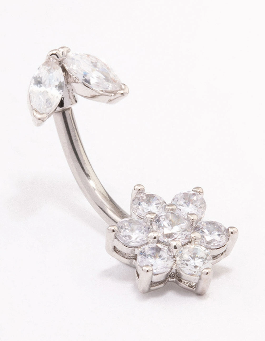 Sparkling Style Timeless Detailing Surgical Steel Flower & Leaf Belly Ring