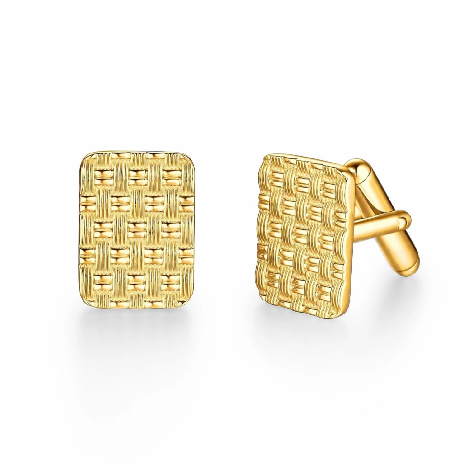 Timeless Feature Rhodium Plated or Gold-plated Sterling Silver Weave Cufflinks