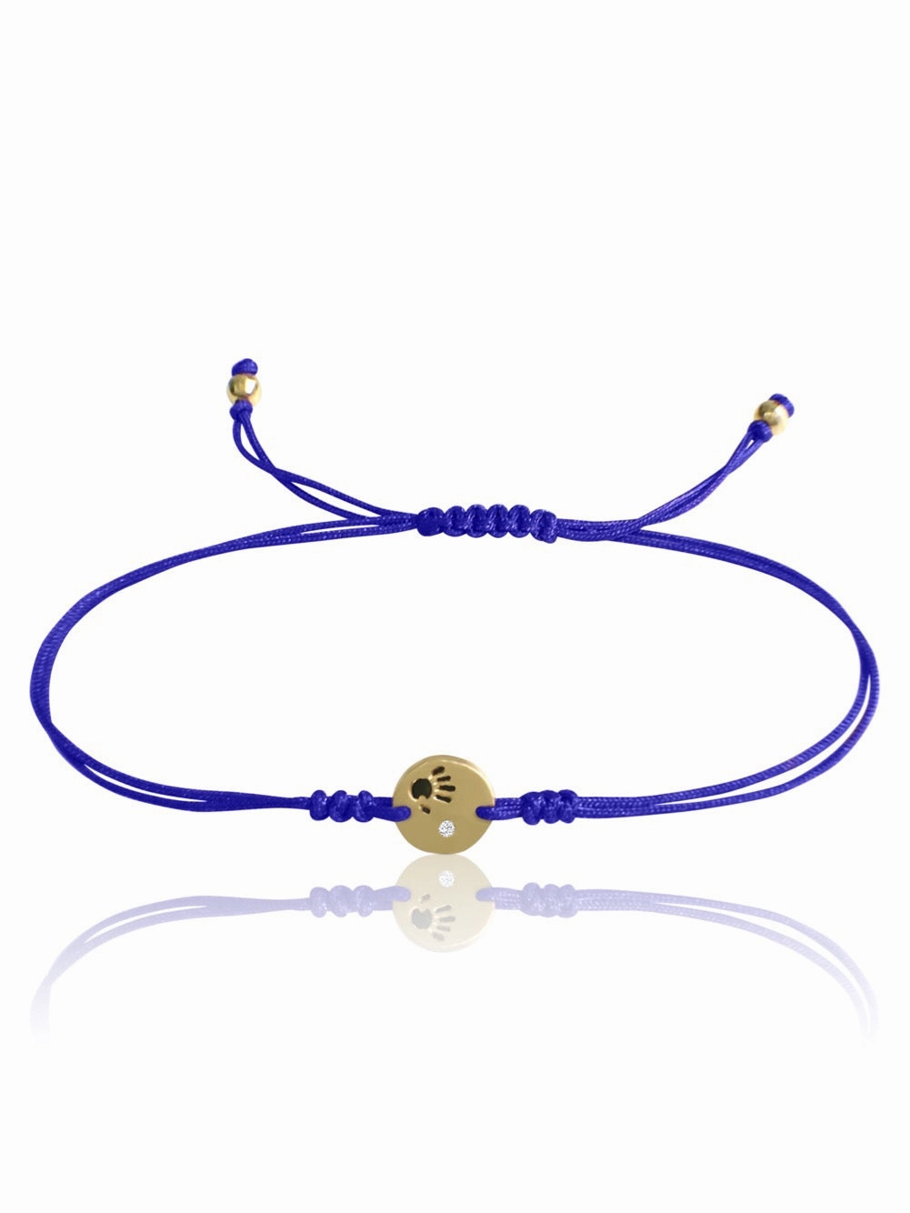 Whole Spectrum Couple??s Choice 14k Gold Diamond Mini Love Is In Your Hands Macrame Bracelet