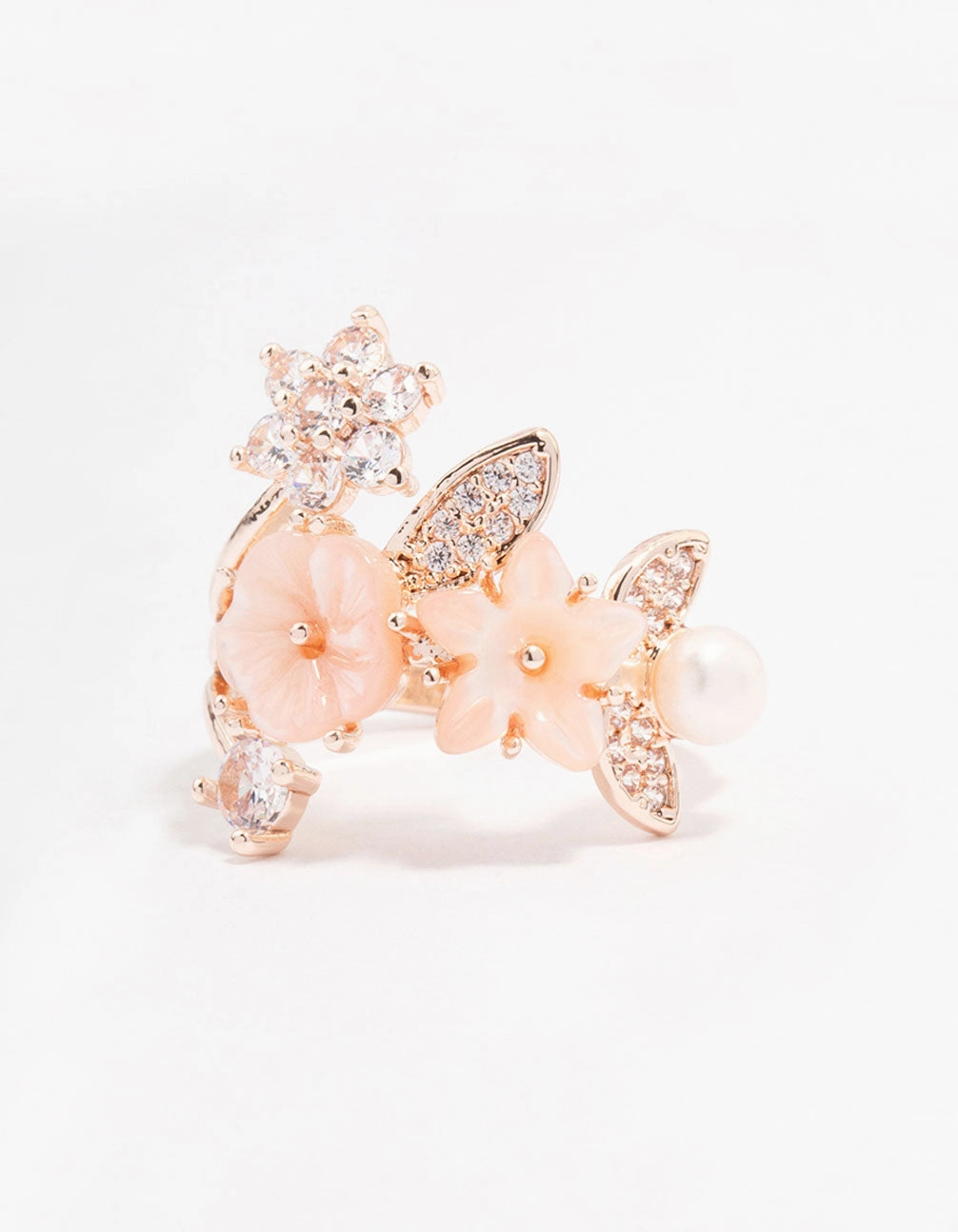Soft Focus Timeless Duo Rose Gold Plated Floral Bouquet Ring