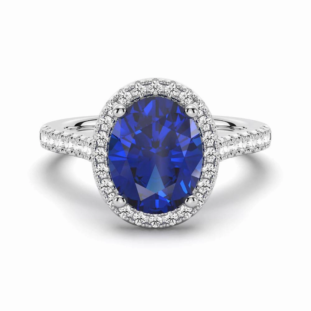 Smooth Lines Sophisticated Style 2 CT. Oval Sapphire with Classic Halo Ring