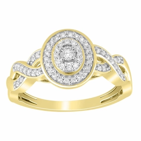 LADIES RING 0.15CT ROUND DIAMOND 10K YELLOW GOLD Polished Flow