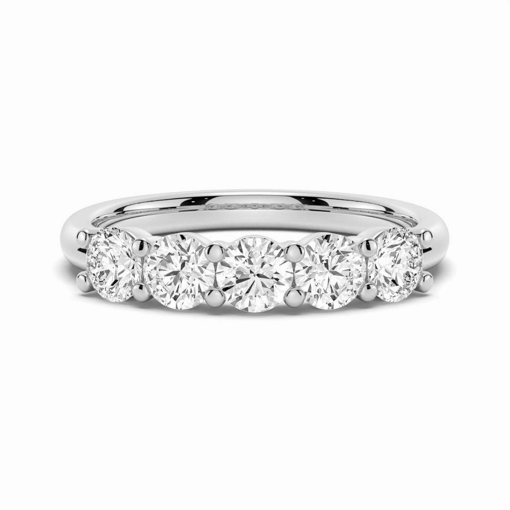 4.5mm 5 Stone Shared Prong Moissanite Anniversary Band Unique Adornment Online Exclusive
