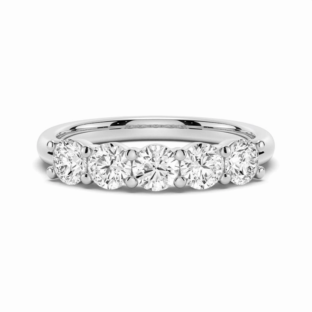 Effortless Look 4.5mm 5 Stone Shared Prong Moissanite Anniversary Band