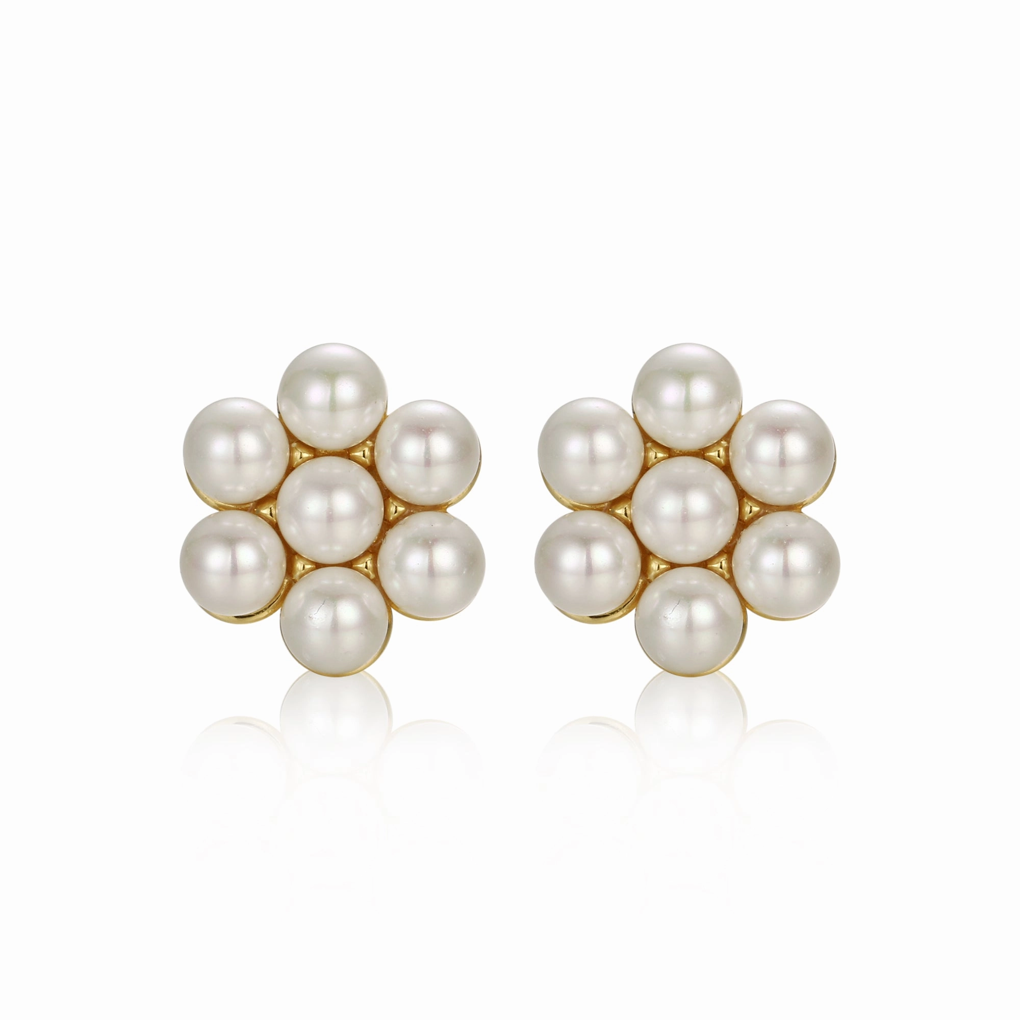 Sterling Silver Gold Plated Pearl Cluster Stud Earring Gift Idea Fresh Edge