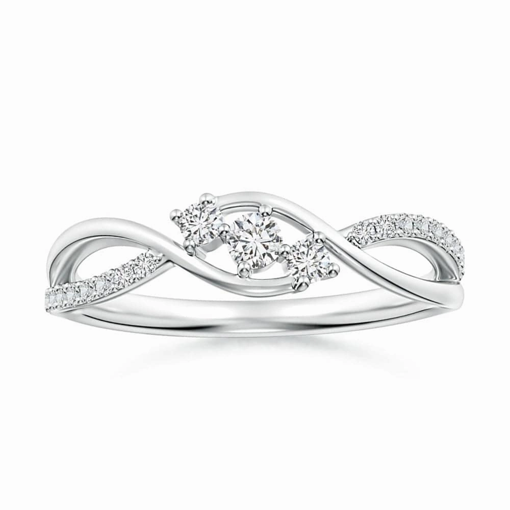 festival look Infinity Twisted Band Three Stone Lab Grown Diamond Promise Ring