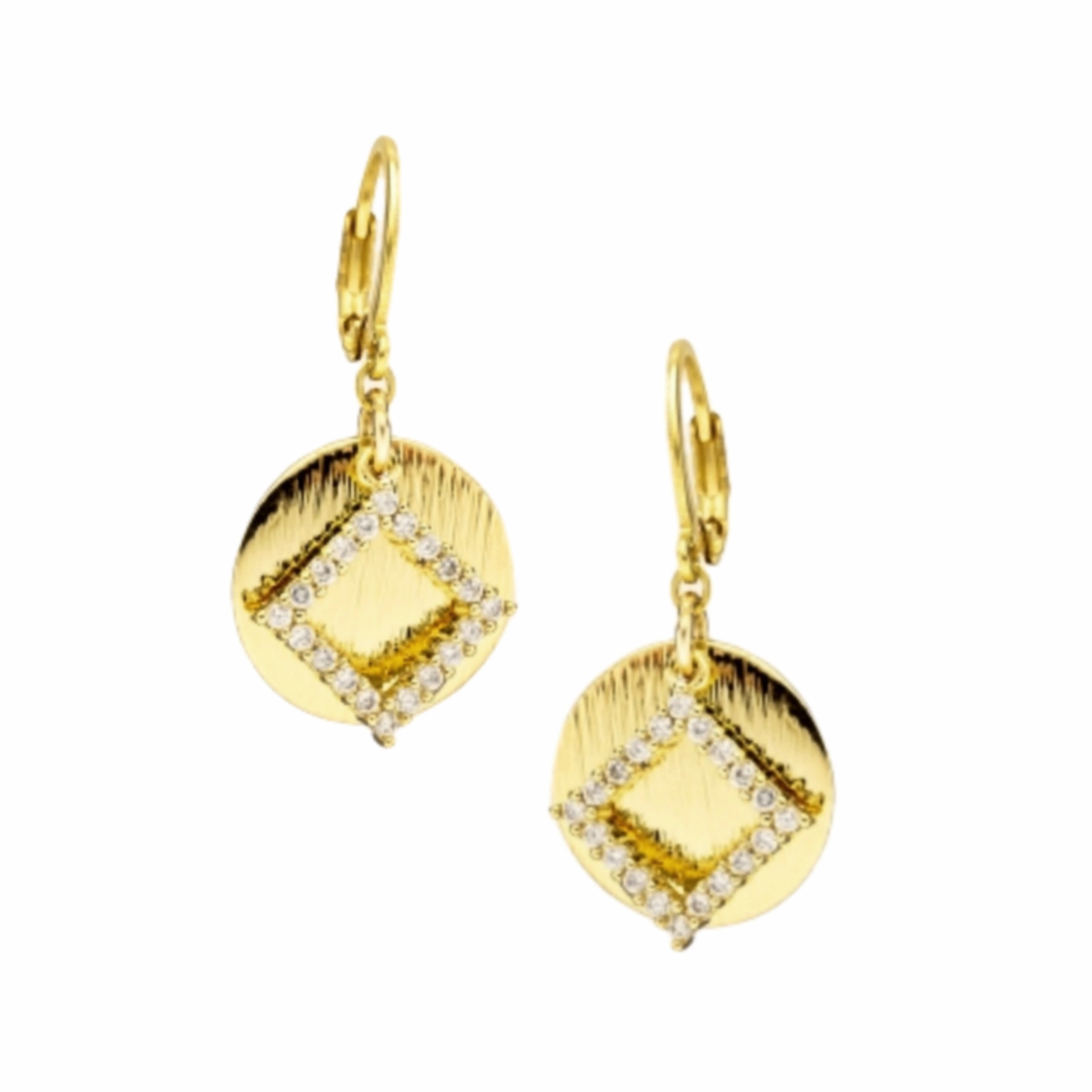 Surgical Steel Circle Plate And CZ Hollow Diamond Earring Modern Attire