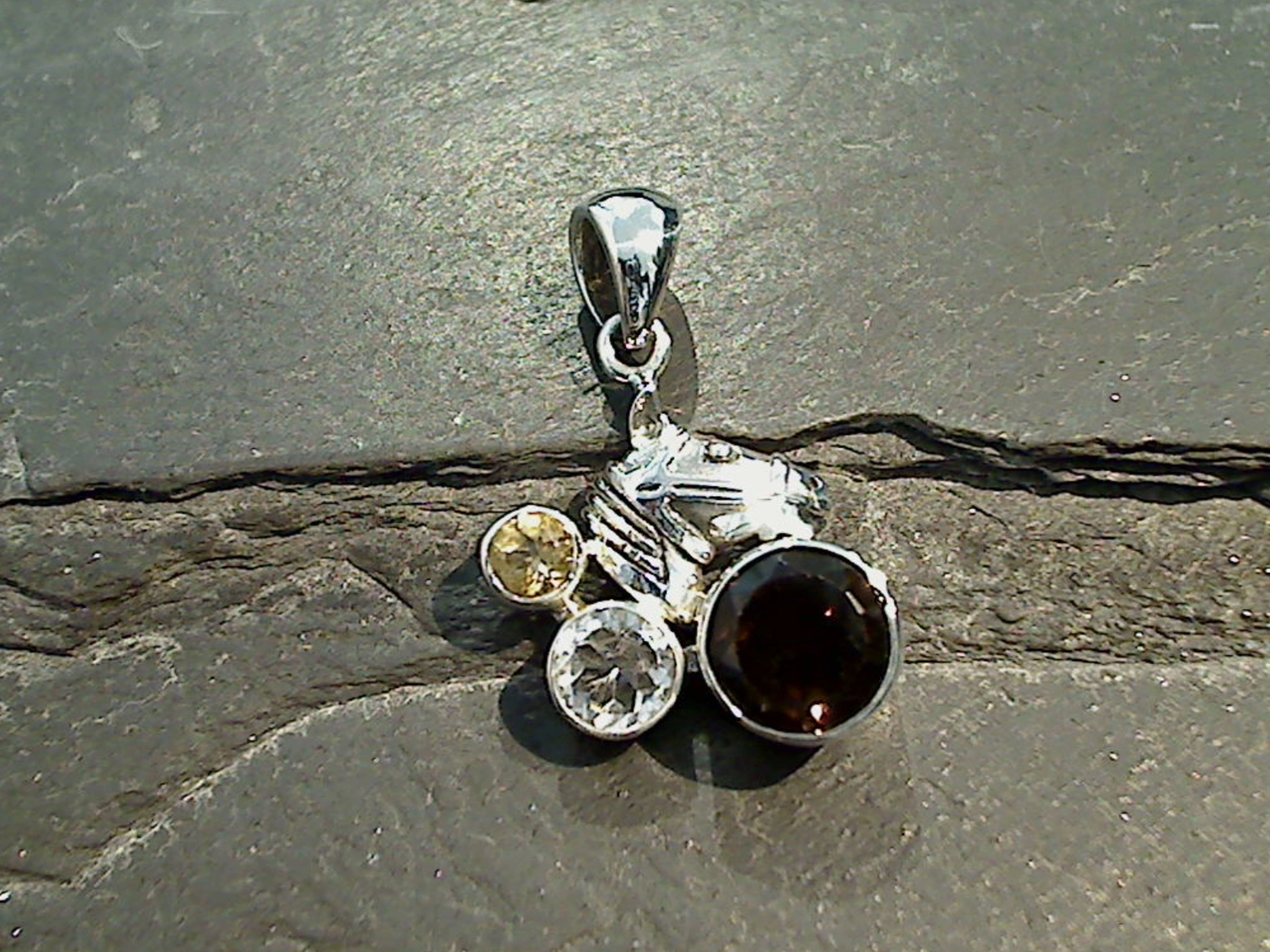 Smokey Quartz, Citrine, Topaz, Sterling Silver Horse Pendant Classic Gift Opulent Gem