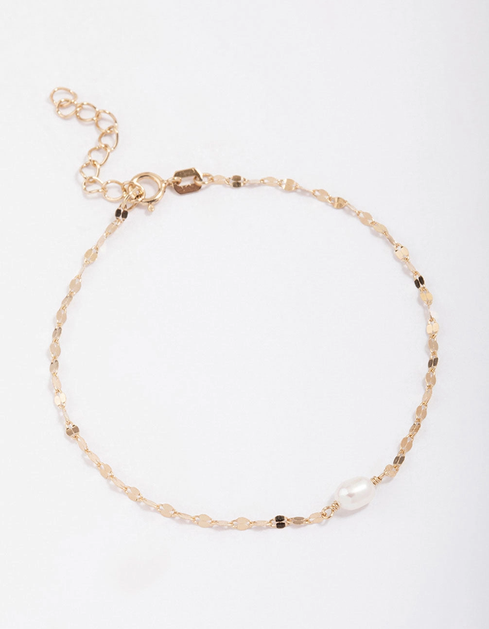 Gold Plated Sterling SIlver Freshwater Pearl Chain Bracelet Improve With Age