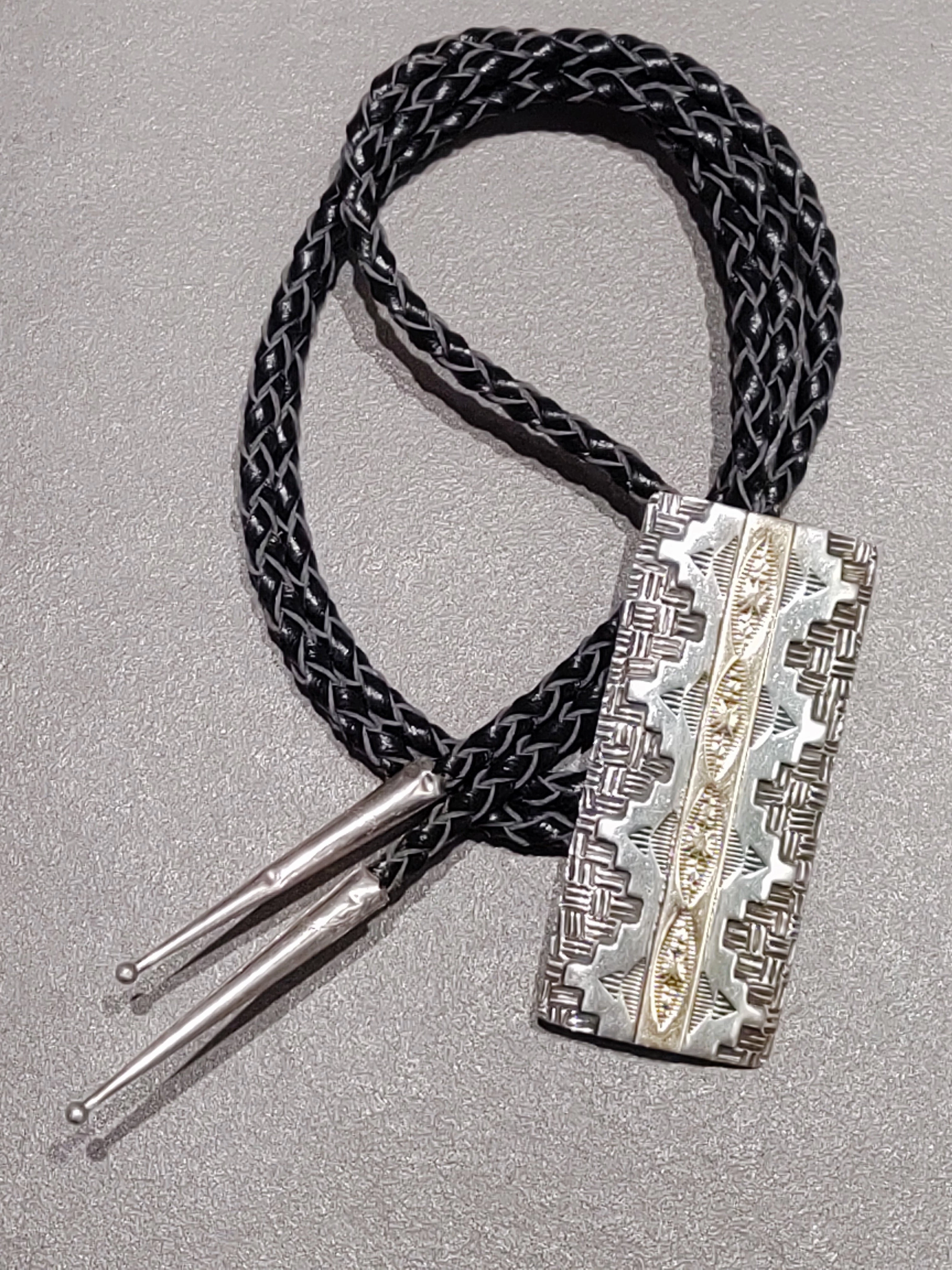 Creative Match Ivan Howard Navajo 14kt Gold & Sterling Silver Bolo - Handmade Native American