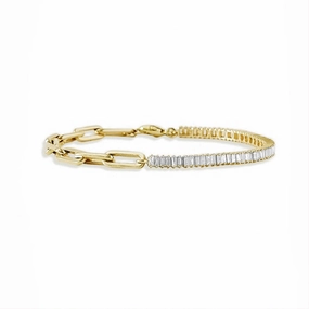 Baguette Cut Moissanite and Paperclip Chain Bracelet Unrestricted Composites Nostalgic Nod