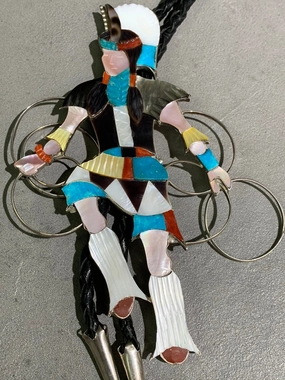 JONATHAN BEYUKA ZUNI INLAY HOOP DANCER STERLING SILVER BOLO Luxe Moment Sophisticated Detail