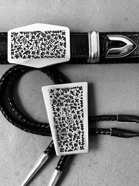 Kee Yazzie Navajo Sterling Silver Ranger Set & Bolo Set Fashion Moment Night Appeal