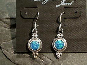 Lab Created Opal, Sterling Silver Earrings Shiny Pieces Expressive Feature
