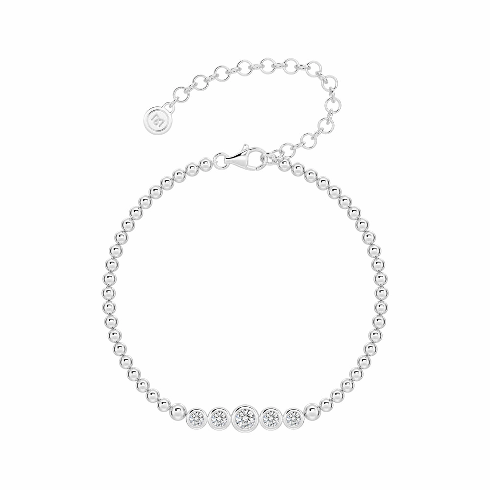 Lab Grown Diamond Five Stone Beaded Bracelet Night Out Elegant Highlight