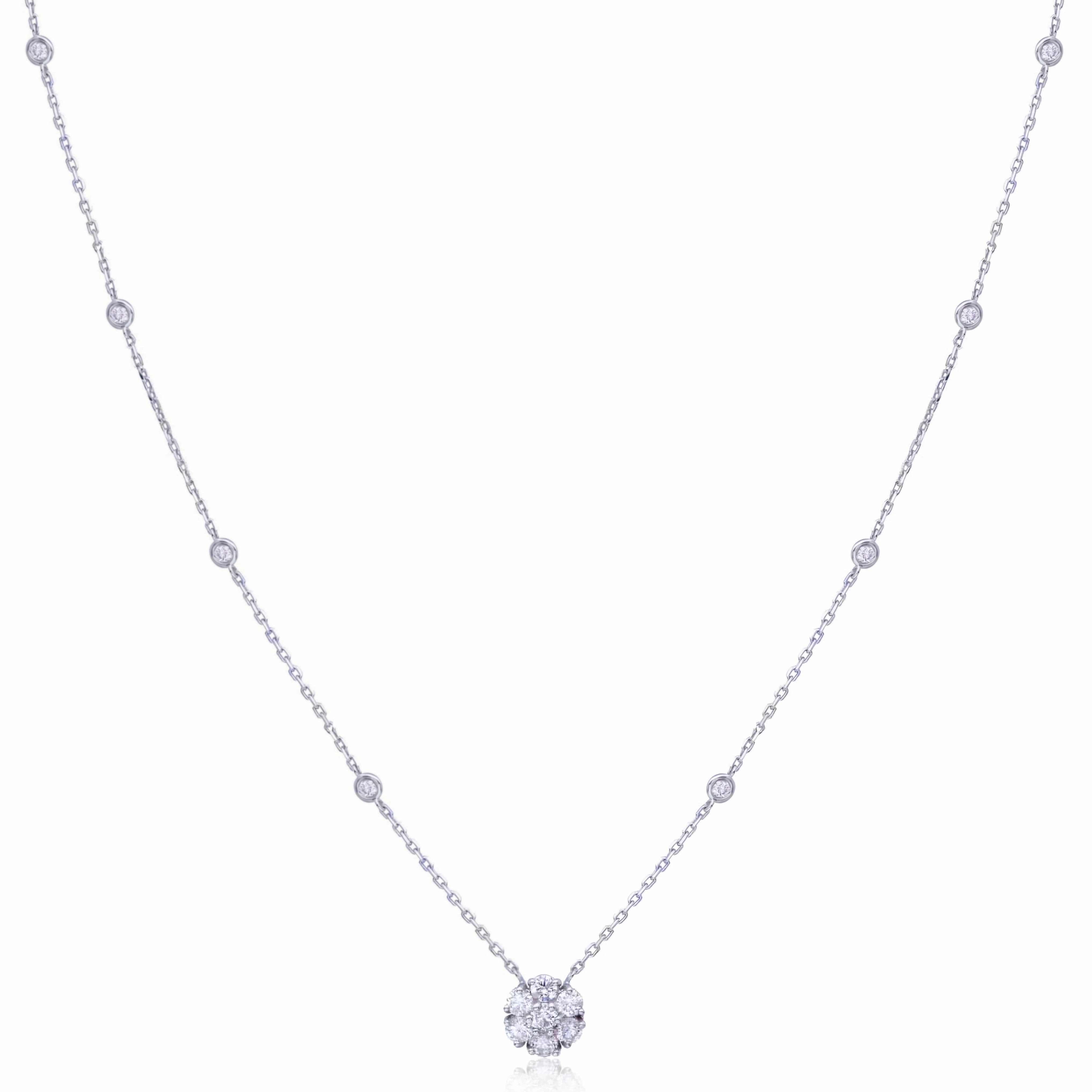 Lab Grown Diamond Flower Cluster Center With 8 Diamond By the Yard Stations Sophisticated Sparkle Dainty Shine