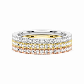 Lab Grown Diamond Tri color Set of Three Stackable Bands All Time Stylish Art