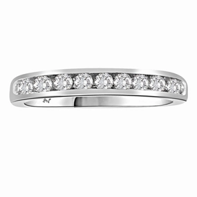 LADIES BAND 0.33CT ROUND DIAMOND 14K WHITE GOLD (SI QUALITY) Brilliant Finish Textured Detail