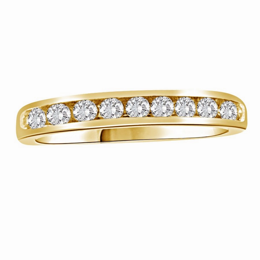 LADIES BAND 0.33CT ROUND DIAMOND 14K YELLOW GOLD Bold Detail Office Vibe