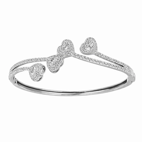Alluring Shine LADIES BANGLE 1.50CT ROUND/BAGUETTE DIAMOND 14K WHITE GOLD