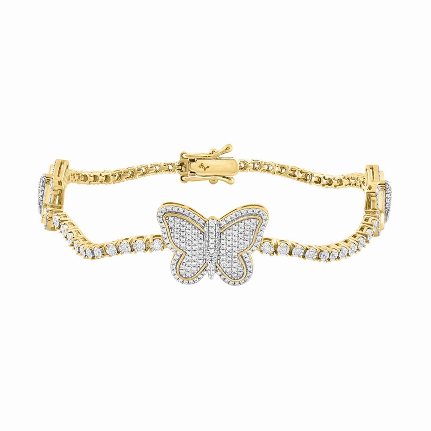 LADIES BRACELET 1.00CT ROUND DIAMOND 10K YELLOW GOLD Delicate Features