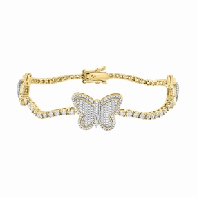 LADIES BRACELET 1.00CT ROUND DIAMOND 10K YELLOW GOLD Delicate Features