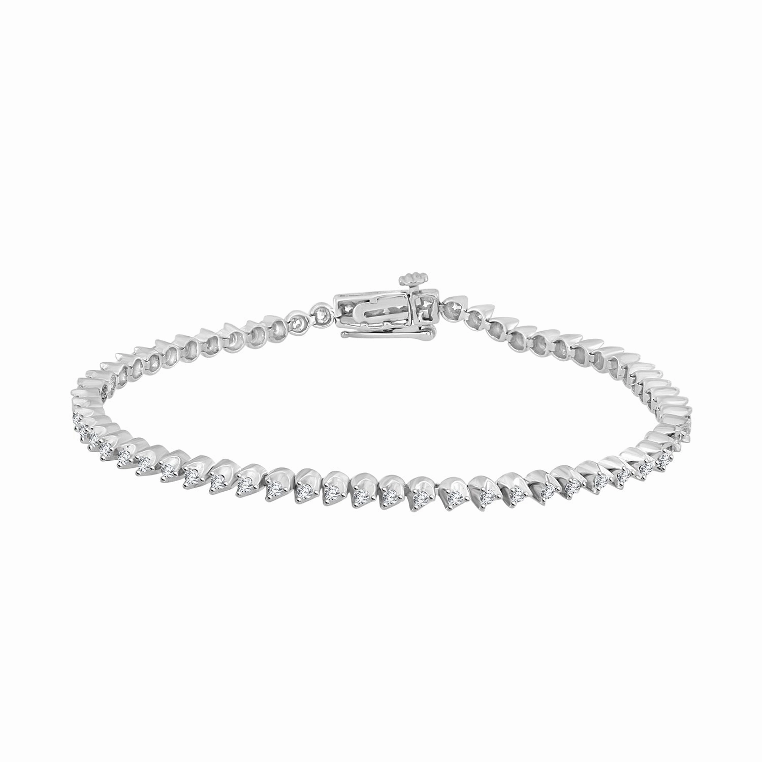 LADIES BRACELET 1.00CT ROUND DIAMOND 14K WHITE GOLD Fashion Detail Luxury Feel