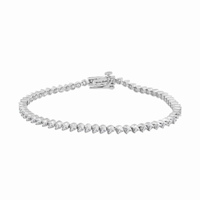 LADIES BRACELET 1.00CT ROUND DIAMOND 14K WHITE GOLD Fashion Detail Luxury Feel