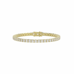 Polished Glam Luxe Appeal LADIES BRACELET 7CT ROUND DIAMOND 14K YELLOW GOLD
