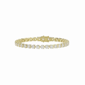 LADIES BRACELET 7CT ROUND DIAMOND 14K YELLOW GOLD Sleek Outline