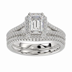 Shiny Embellishments LADIES BRIDAL SET 1.50CT ROUND DIAMOND 14K WHITE GOLD (SI QUALITY)