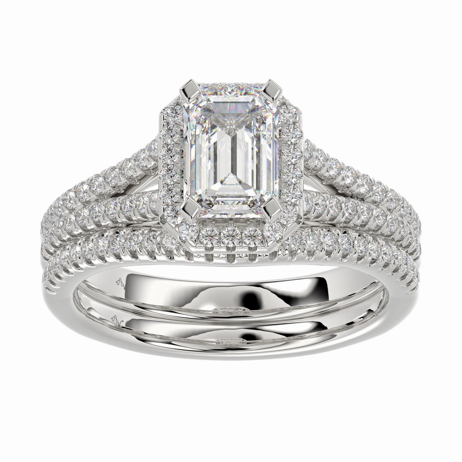 Shiny Embellishments LADIES BRIDAL SET 1.50CT ROUND DIAMOND 14K WHITE GOLD (SI QUALITY)