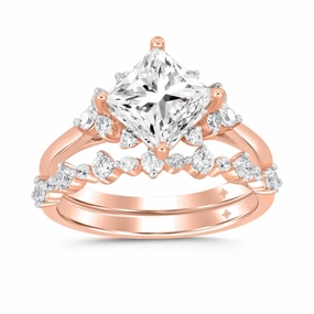 Modern Highlight LADIES BRIDAL SET 2 1/2CT ROUND DIAMOND 14K ROSE GOLD (CENTER STONE PRINCESS DIAMOND 2CT)