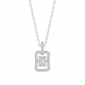 Brunch Look Fresh Detail LADIES DANCING DIAMOND PENDANT WITH CHAIN 3/4CT ROUND/EMERALD DIAMOND 14K WHITE GOLD (CENTER STONE EMERALD DIAMOND 1/2CT)