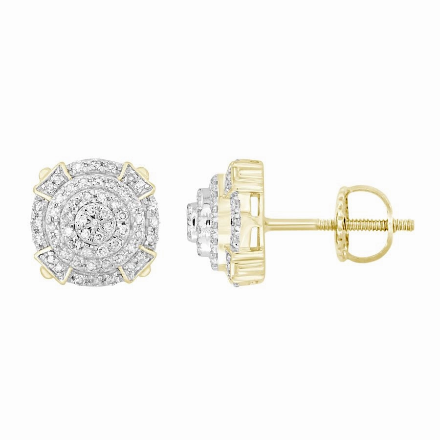 LADIES EARRINGS 0.25CT ROUND DIAMOND 10K YELLOW GOLD Delicate Finish