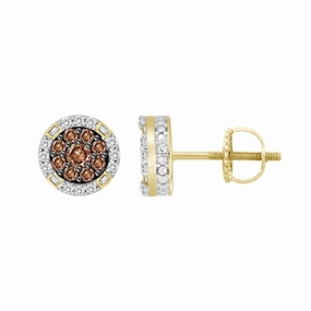 Sparkle Pop LADIES EARRINGS 0.50CT ROUND/BAGUETTE DIAMOND 10K YELLOW GOLD