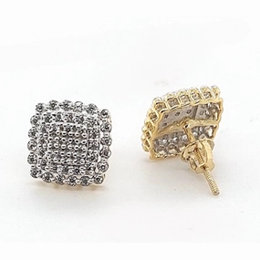 LADIES EARRINGS 0.50CT ROUND DIAMOND 10K YELLOW GOLD Daywear Style