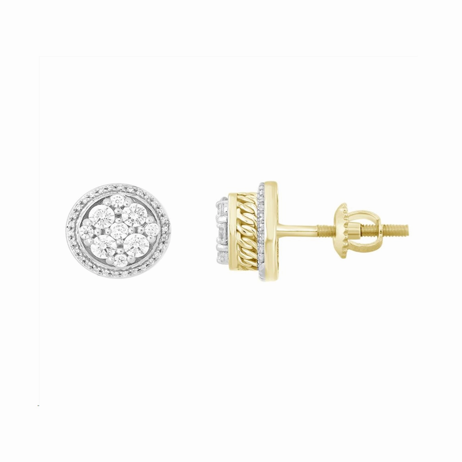 Distinctive Design LADIES EARRINGS 1.00CT ROUND DIAMOND 10K YELLOW GOLD