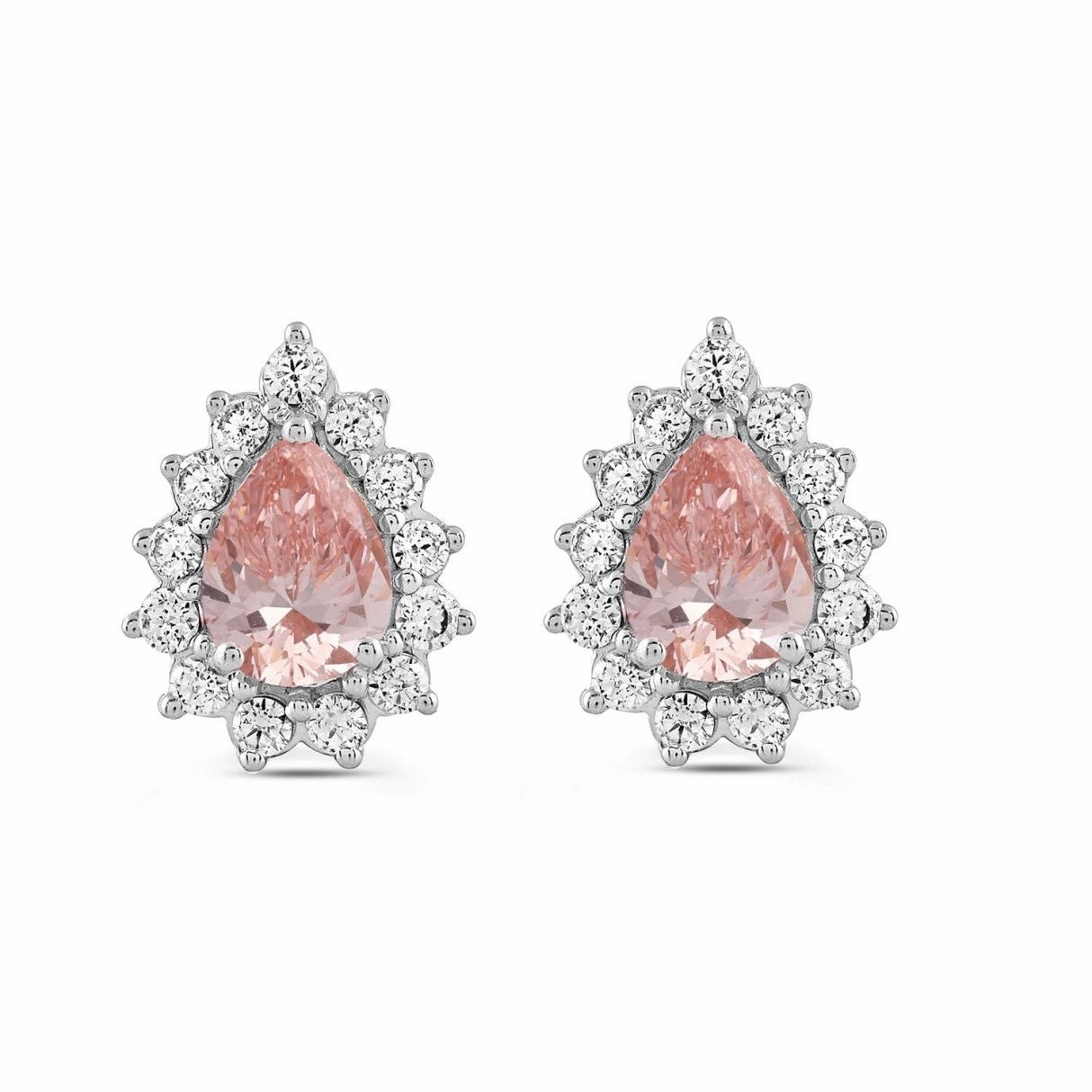 LADIES EARRINGS 3CT ROUND/PEAR DIAMOND 14K WHITE/ROSE GOLD (CENTER STONE PEAR DIAMOND 1CT ) Luxurious Piece