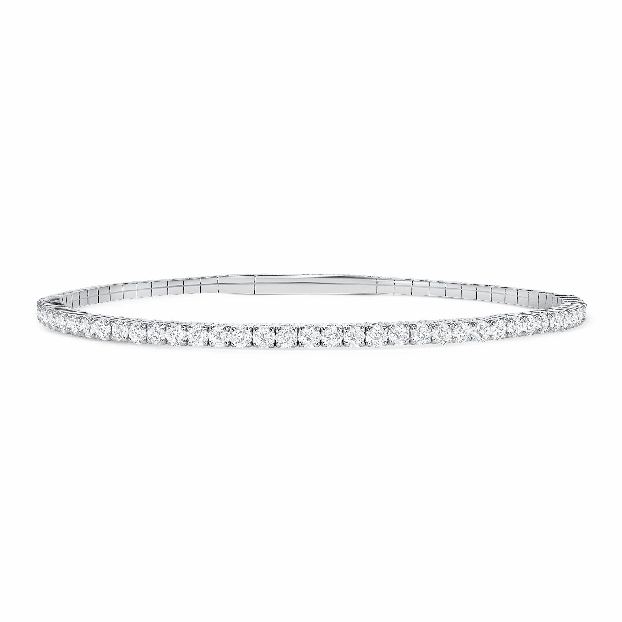 LADIES HALF FLEXIBLE BANGLE 1.00CT ROUND DIAMOND 14K WHITE GOLD Modern Sparkle Cultural Event
