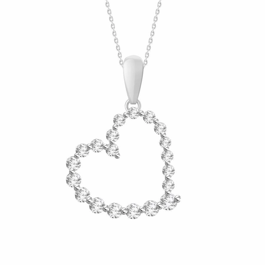 Artisan Flair Formal Vibe LADIES HEART PENDANT 0.25CT ROUND DIAMOND 14K WHITE GOLD (SI QUALITY)