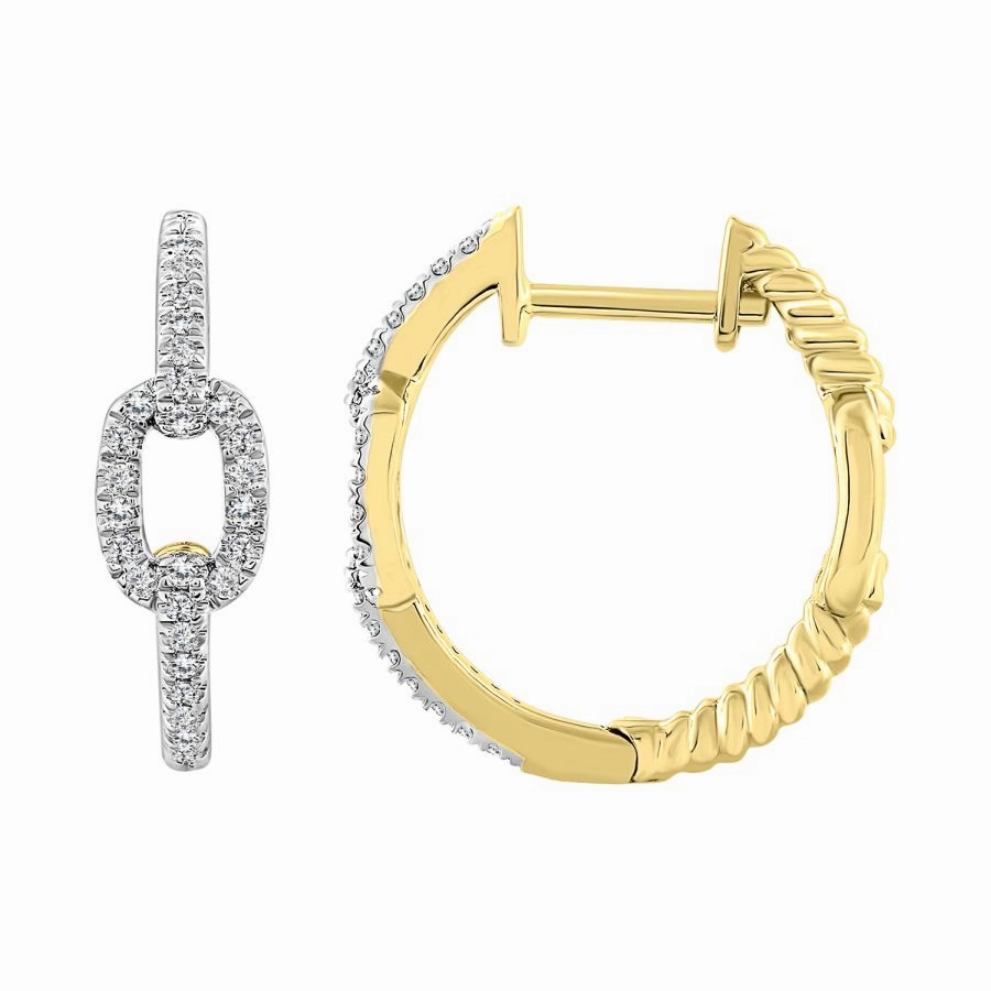 Daywear Fit LADIES HOOP EARRINGS 0.15CT ROUND DIAMOND 10K YELLOW GOLD