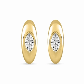 Soft Appeal Distinctive Highlight LADIES HOOP EARRINGS 2CT MARQUISE DIAMOND 14K YELLOW GOLD