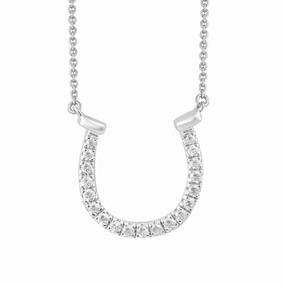 Rich Shine LADIES NECKLACE 0.10CT ROUND DIAMOND 10K WHITE GOLD