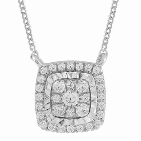 LADIES NECKLACE 0.20CT ROUND DIAMOND 10K WHITE GOLD Timeless Jewelry Look Dainty Shine