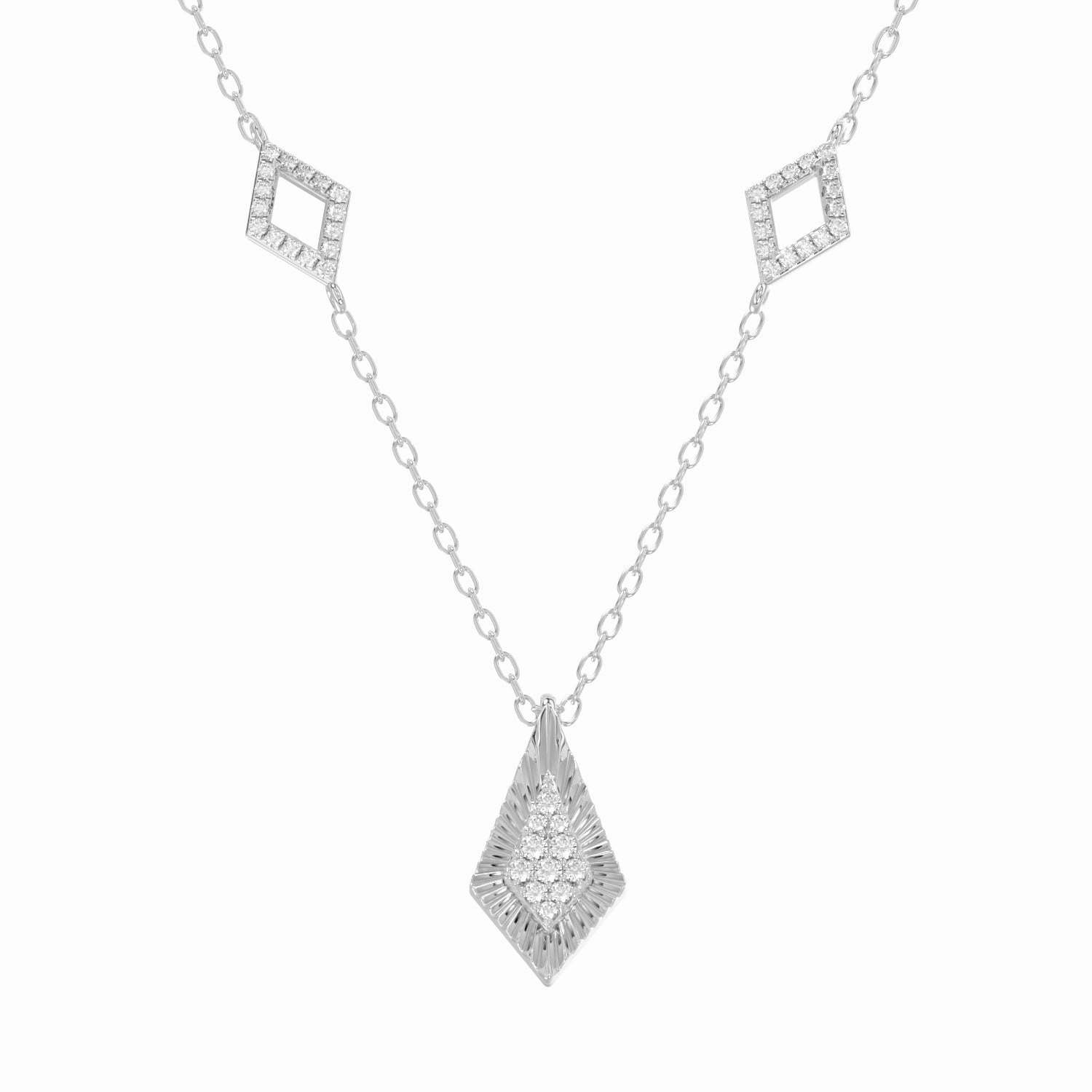 LADIES NECKLACE 0.25CT ROUND DIAMOND 10K WHITE GOLD Elegant Pick Playful Spark