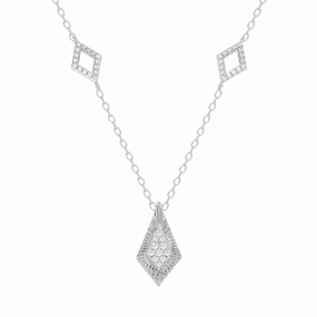 LADIES NECKLACE 0.25CT ROUND DIAMOND 10K WHITE GOLD Elegant Pick Playful Spark