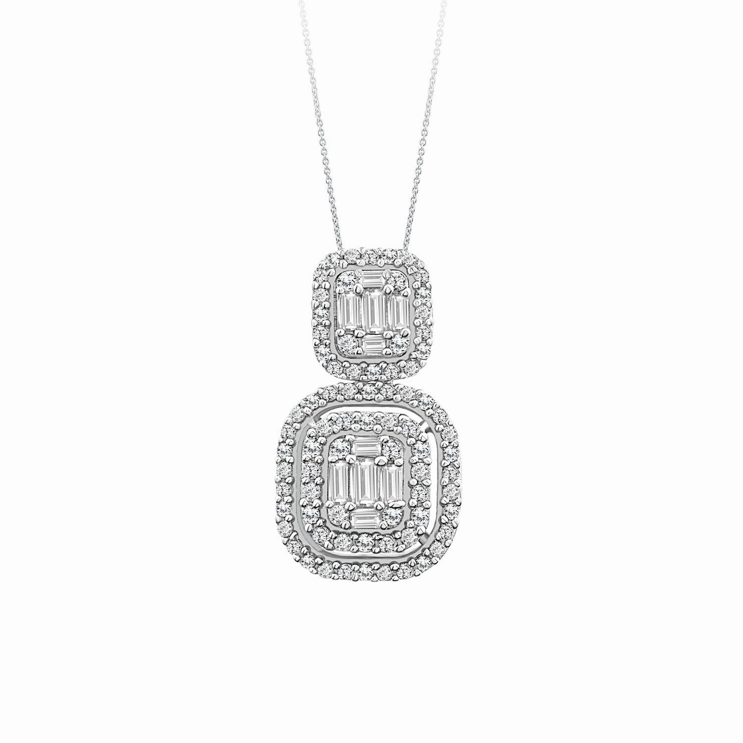 Sculpted Edge LADIES PENDANT 0.50CT ROUND/BAGUETTE DIAMOND 14K WHITE GOLD