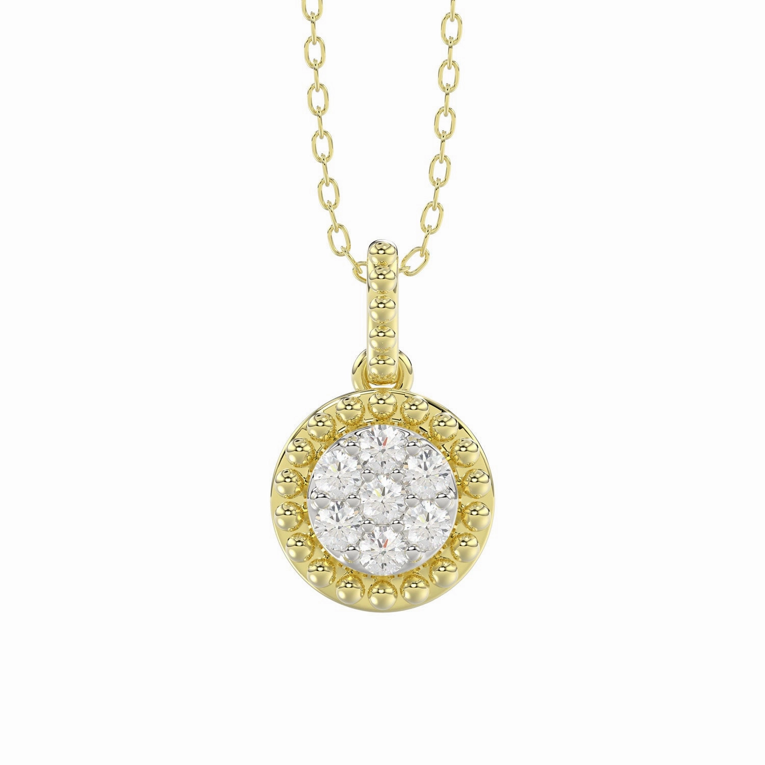 LADIES PENDANT WITH CHAIN 0.10CT ROUND DIAMOND 10K YELLOW GOLD Elegant Feel